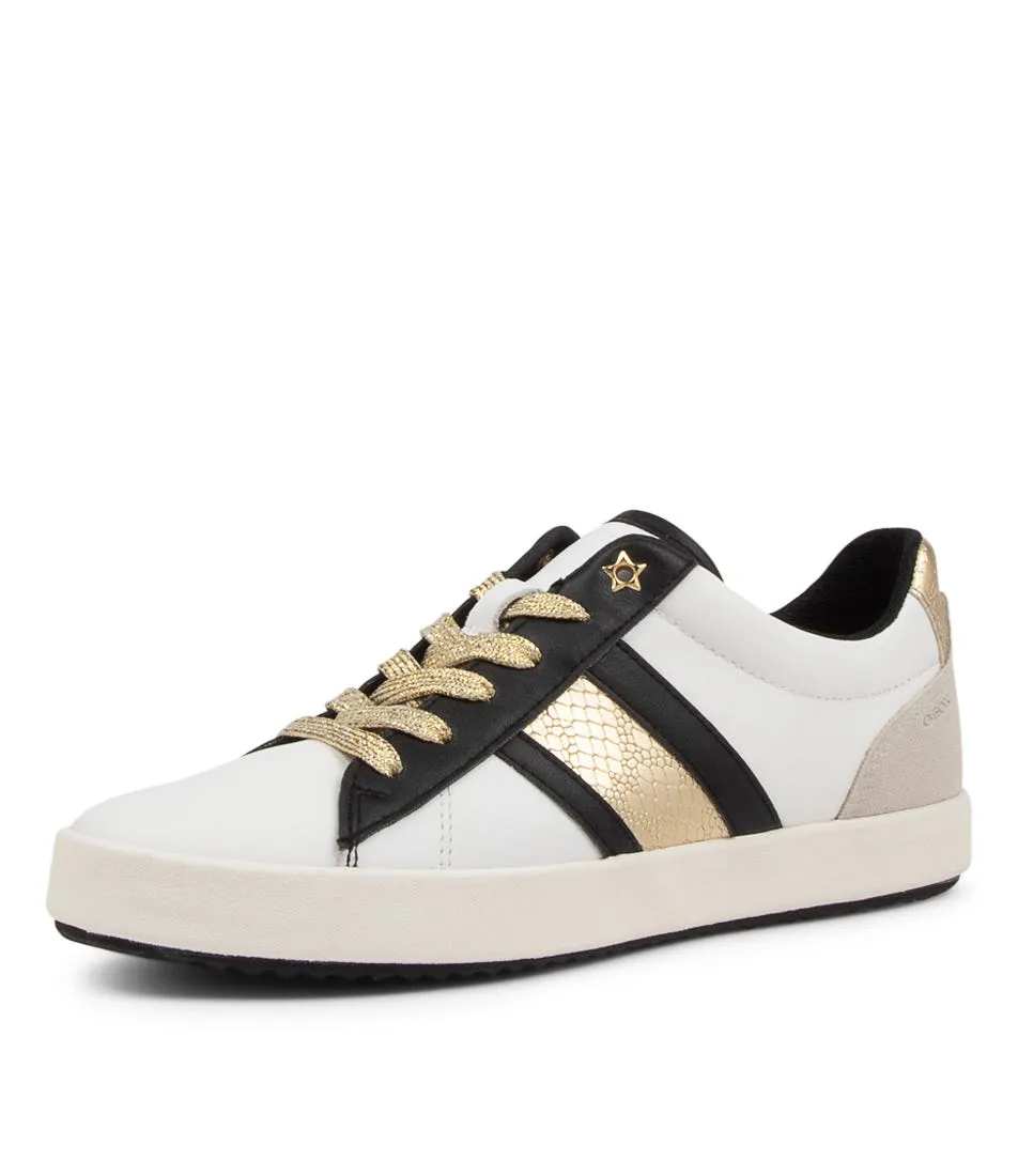 GEOX D Blomiee White Black Leather Sneakers