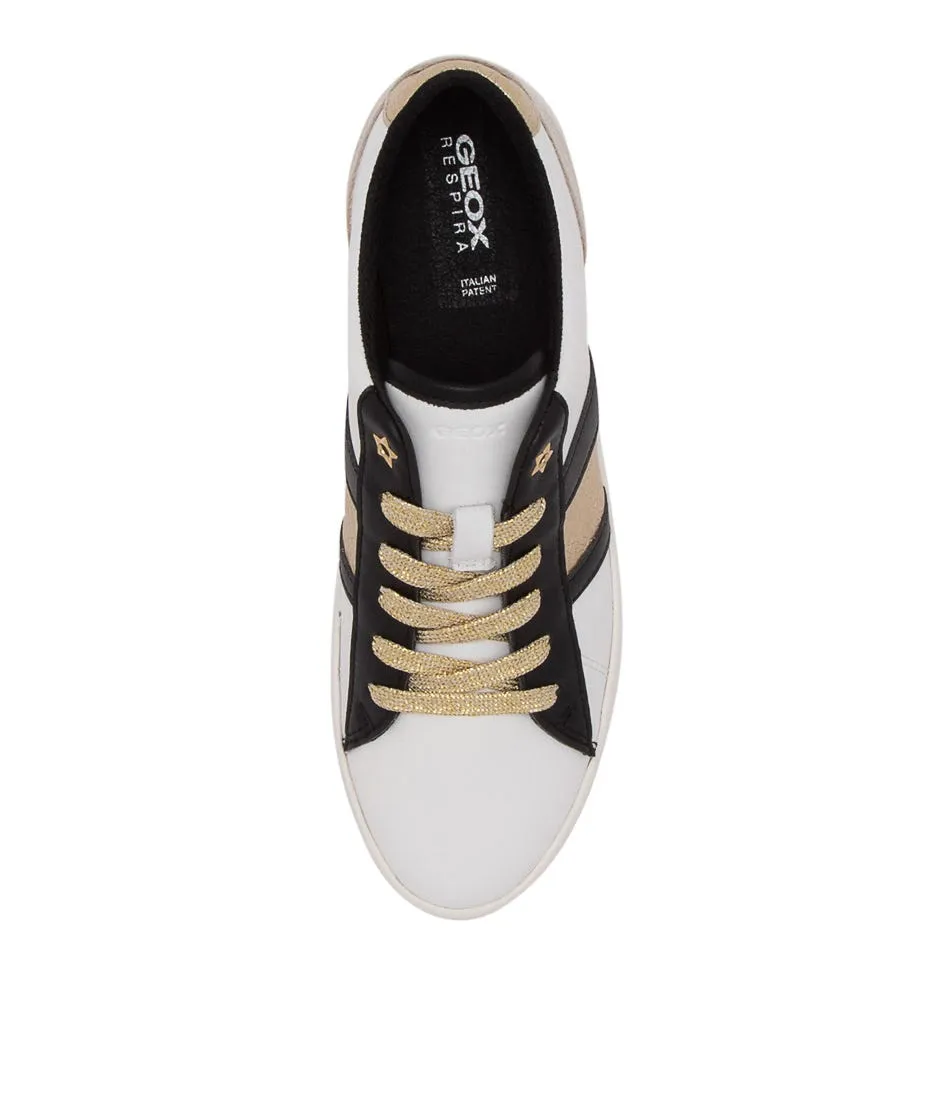 GEOX D Blomiee White Black Leather Sneakers