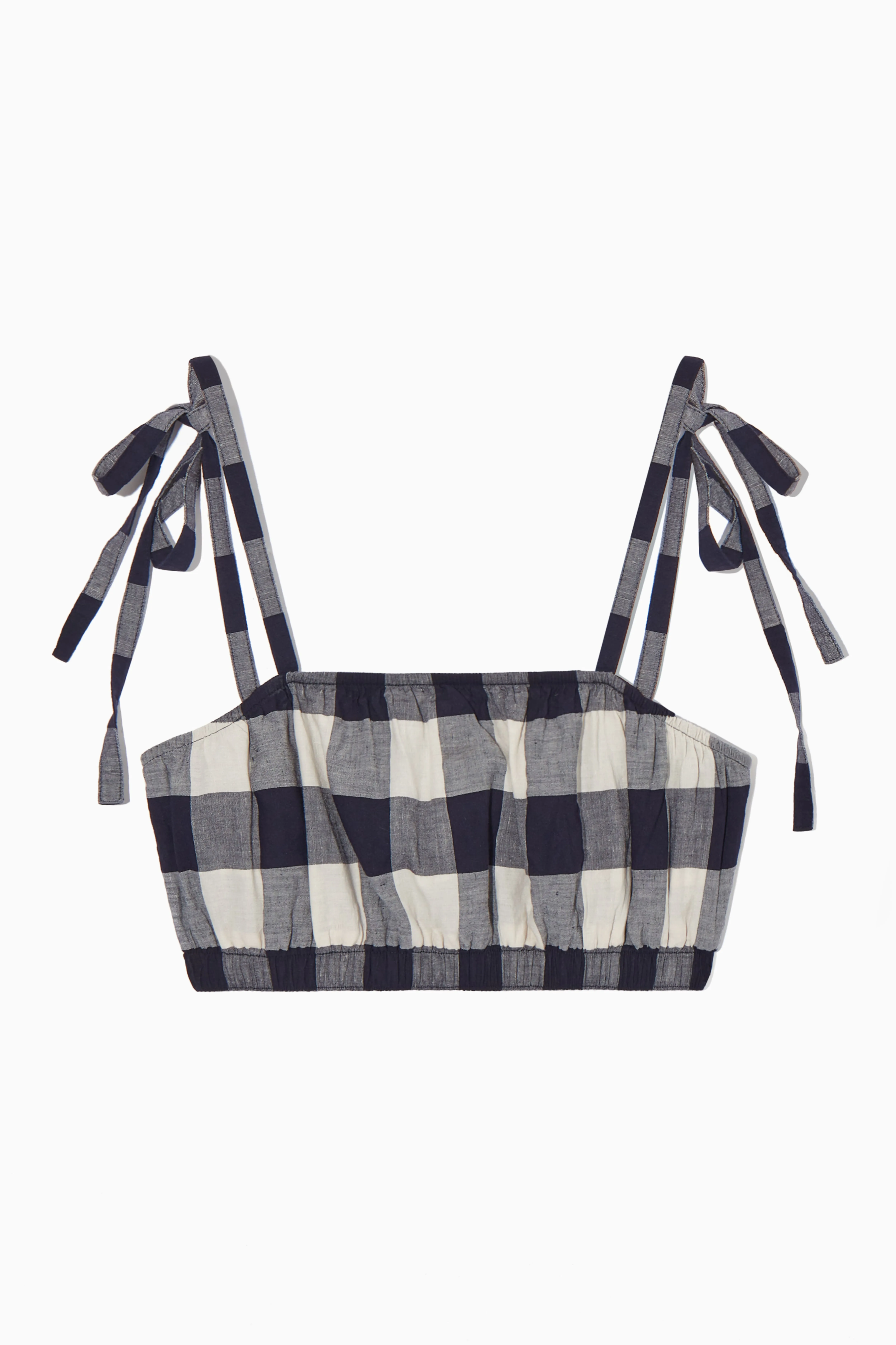 GINGHAM BRA TOP - Sleeveless - Cropped - WHITE / NAVY / GINGHAM - Ladies | H&M GB