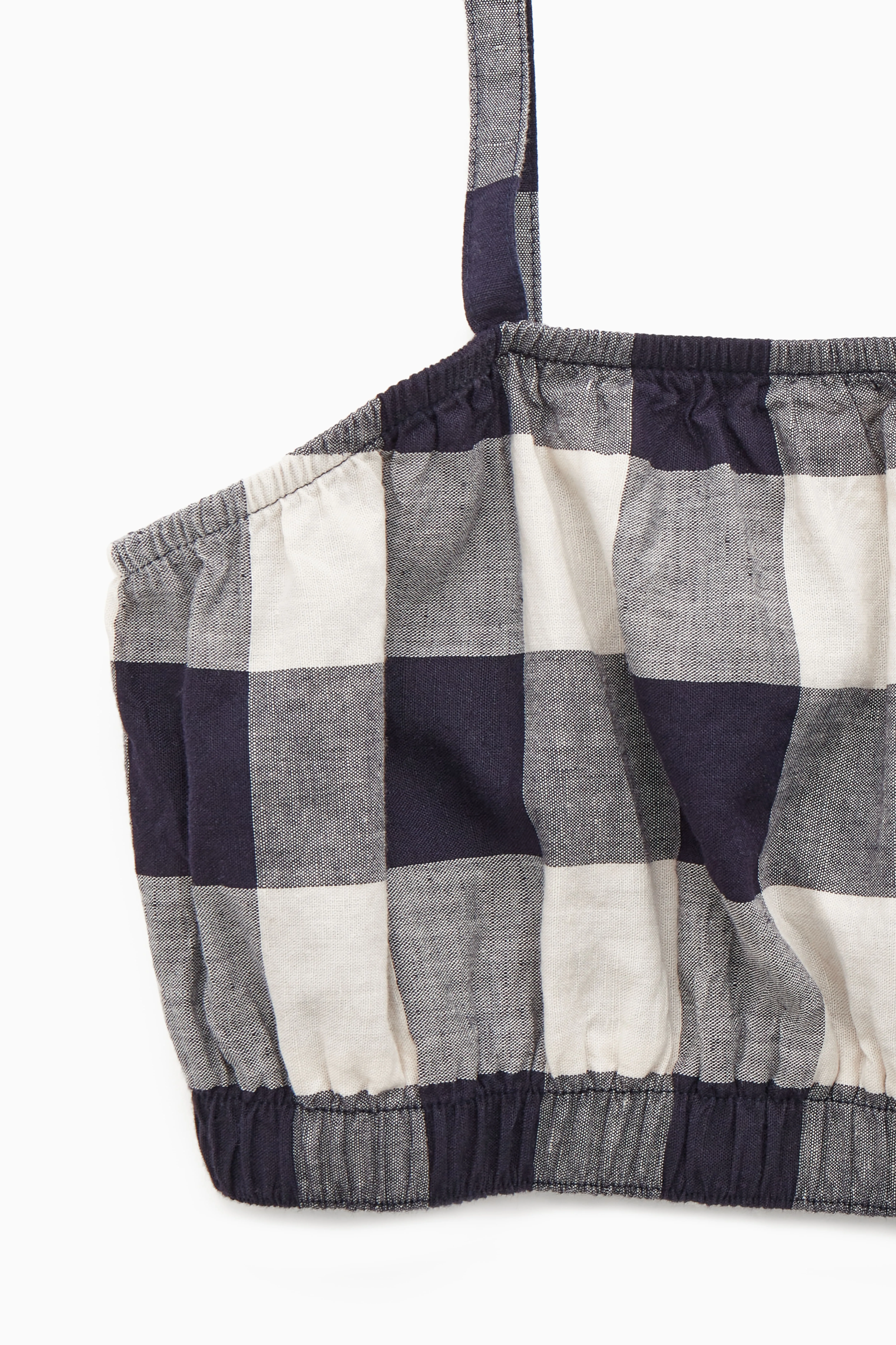 GINGHAM BRA TOP - Sleeveless - Cropped - WHITE / NAVY / GINGHAM - Ladies | H&M GB