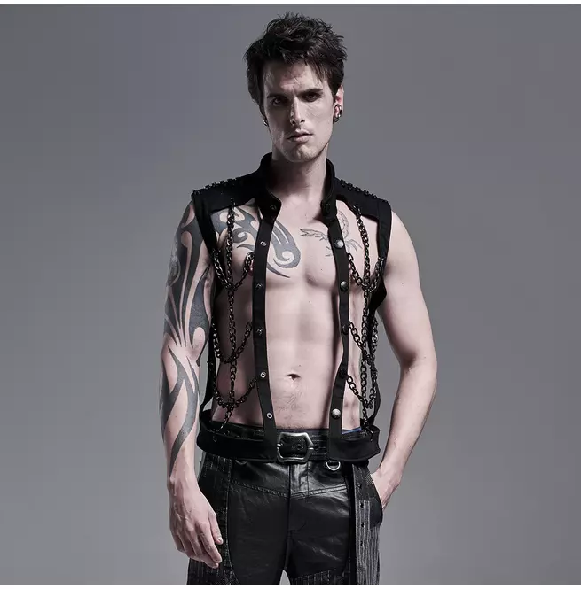 Gothic Chain Hollow out Vest for Men