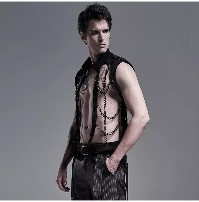 Gothic Chain Hollow out Vest for Men