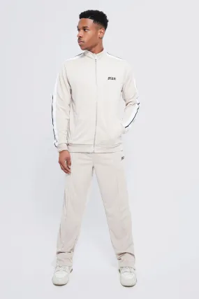 Heavyweight Tricot Man Funnel Neck Tracksuit | boohooMAN UK