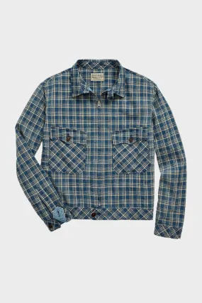 Indigo Checked Linen-Cotton Jacket - Indigo Multi