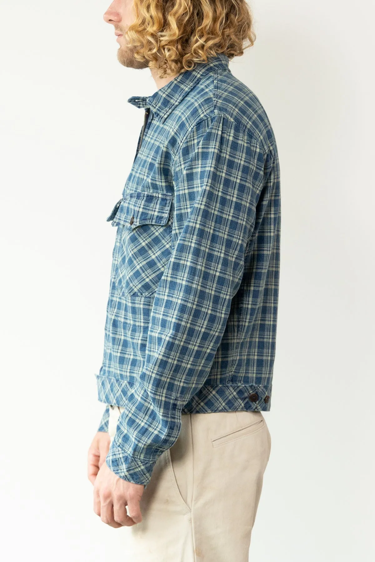 Indigo Checked Linen-Cotton Jacket - Indigo Multi