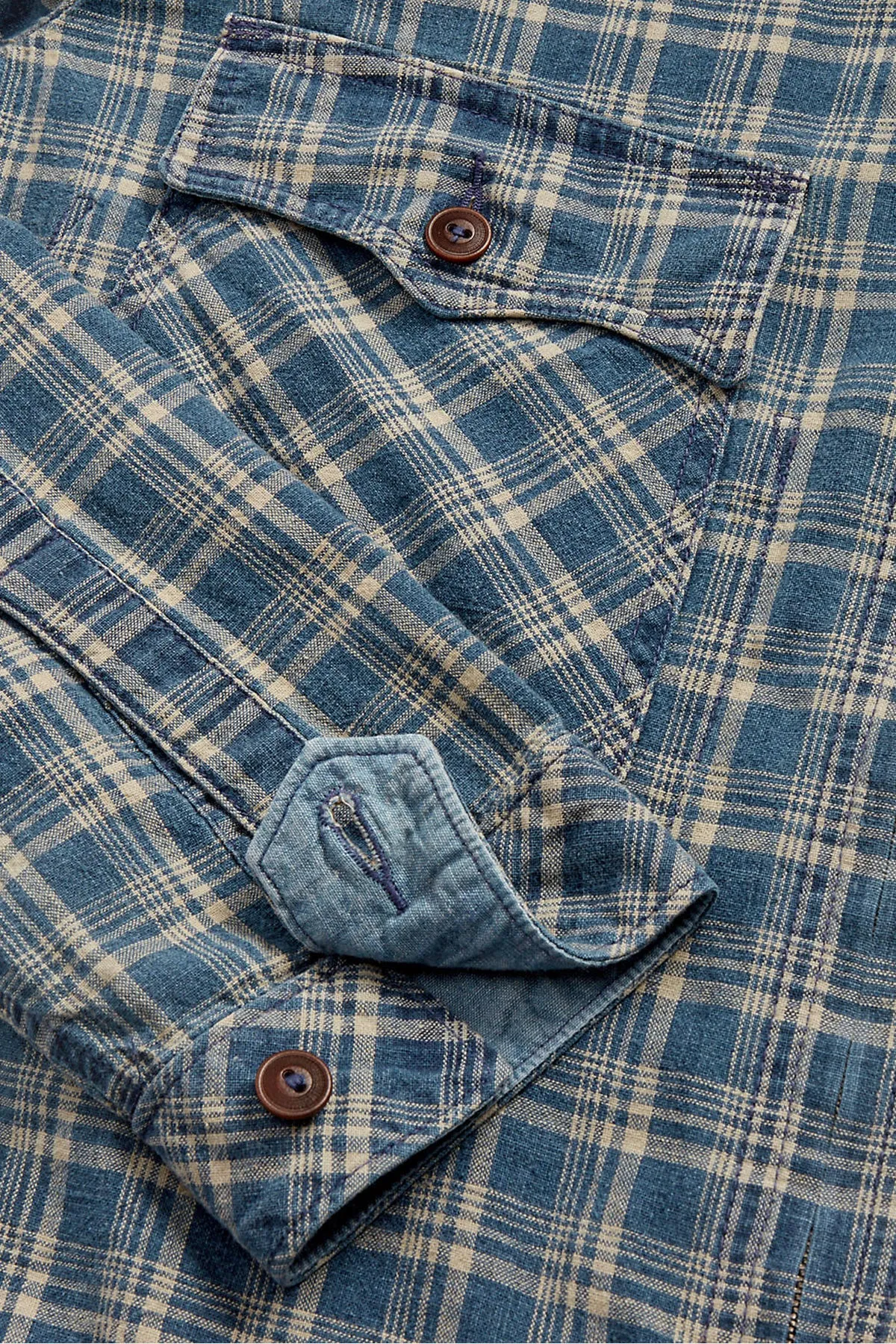 Indigo Checked Linen-Cotton Jacket - Indigo Multi