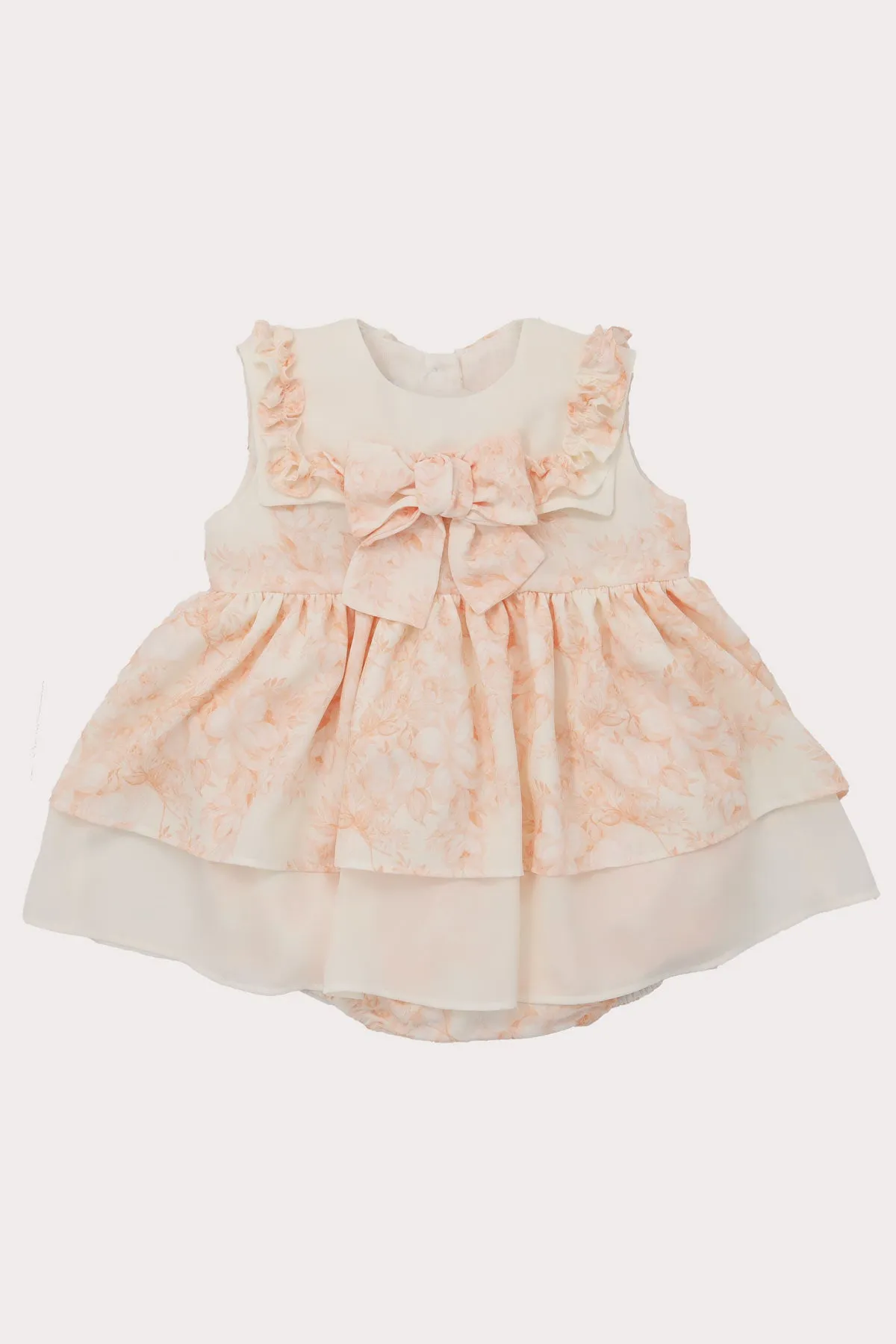 Ivory & Peach Chiffon Girls Romper (6M - 3Y)