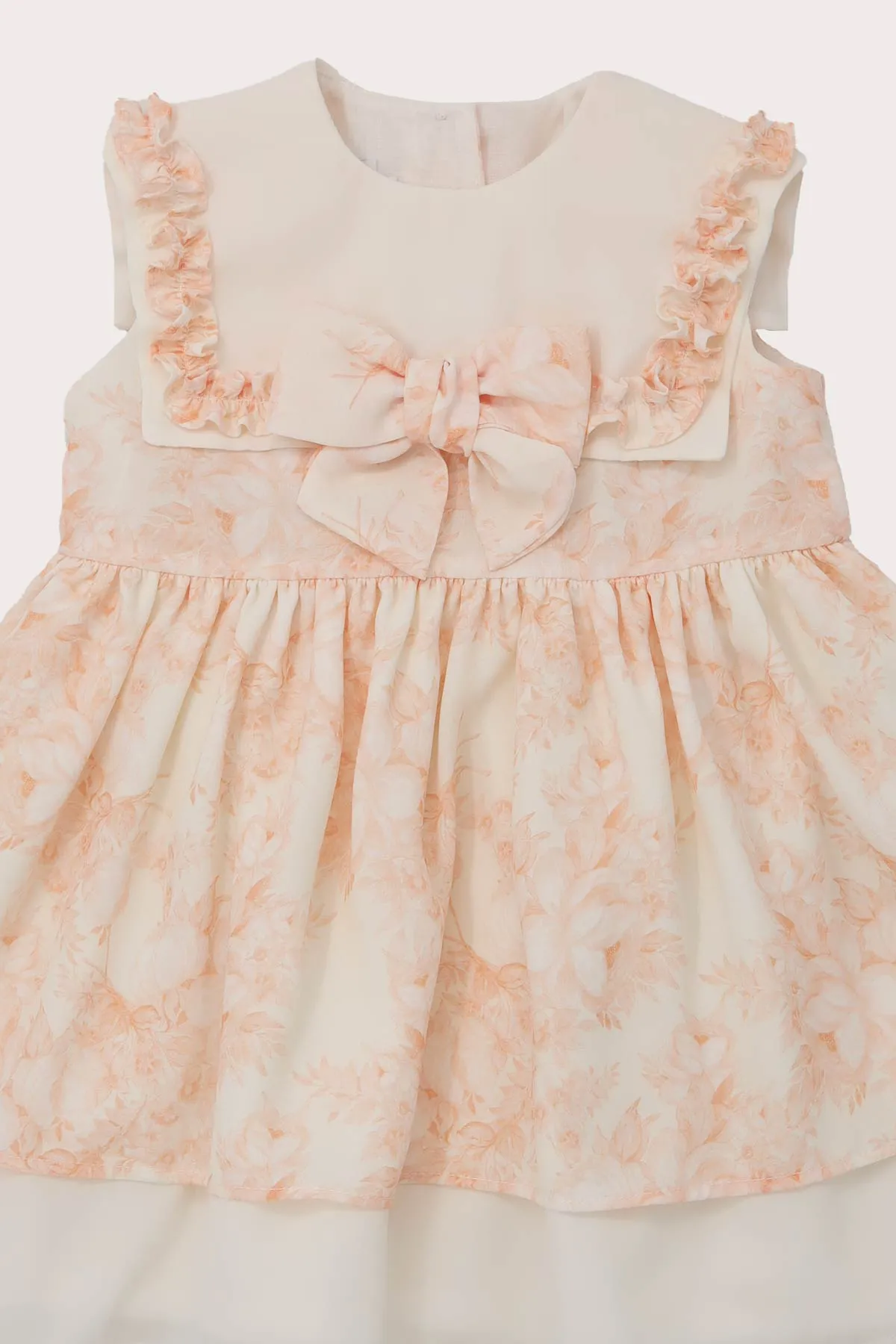 Ivory & Peach Chiffon Girls Romper (6M - 3Y)