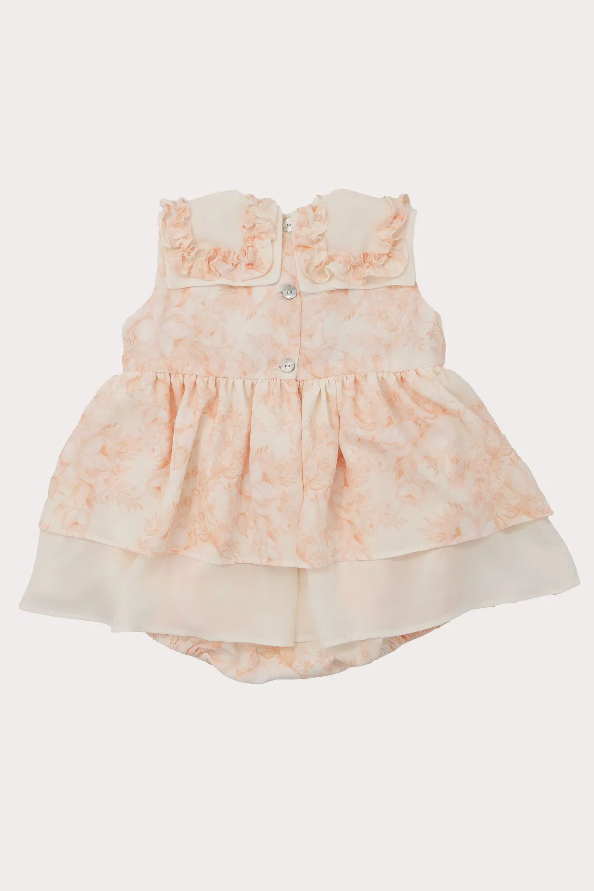 Ivory & Peach Chiffon Girls Romper (6M - 3Y)