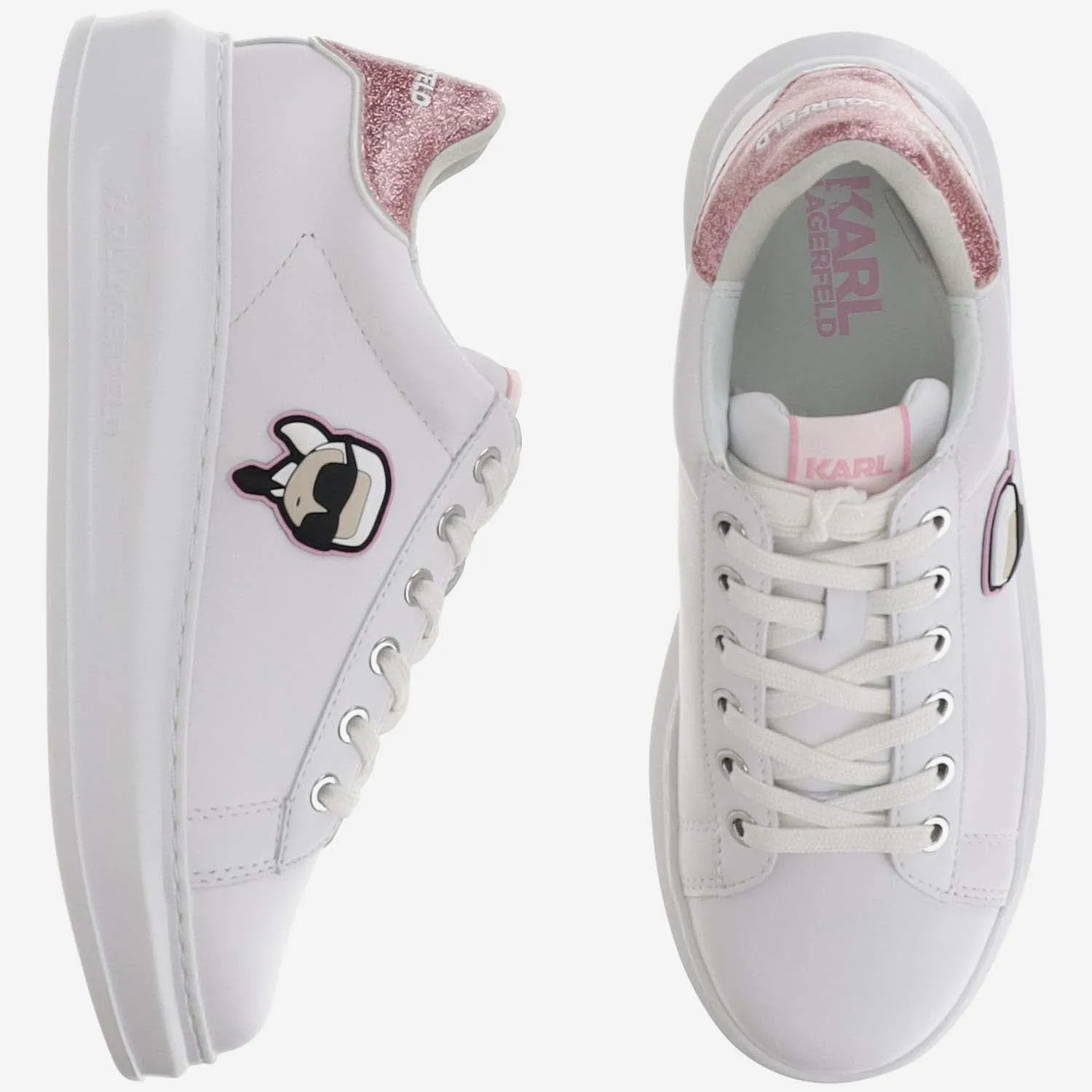 Karl Lagerfeld    Karl Lagerfeld Leather Sneakers With Logo