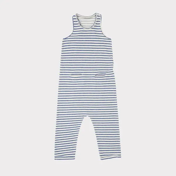 Kids Caramel Swordfish Romper - Blue/Ivory Stripe