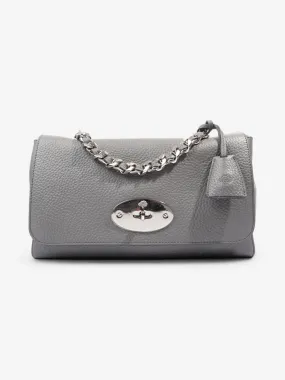 Lily Top Handle Bag Grey Grained Leather Medium