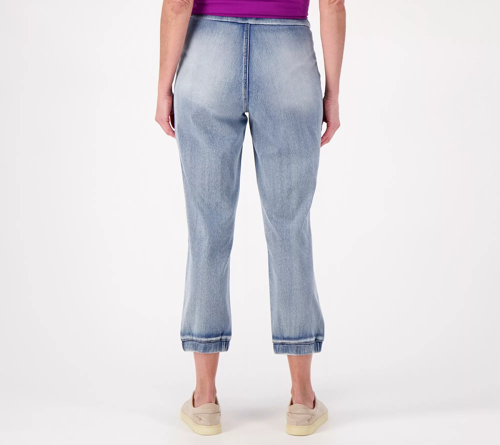 LOGO by Lori Goldstein Petite Knit Denim Pull On Joggers