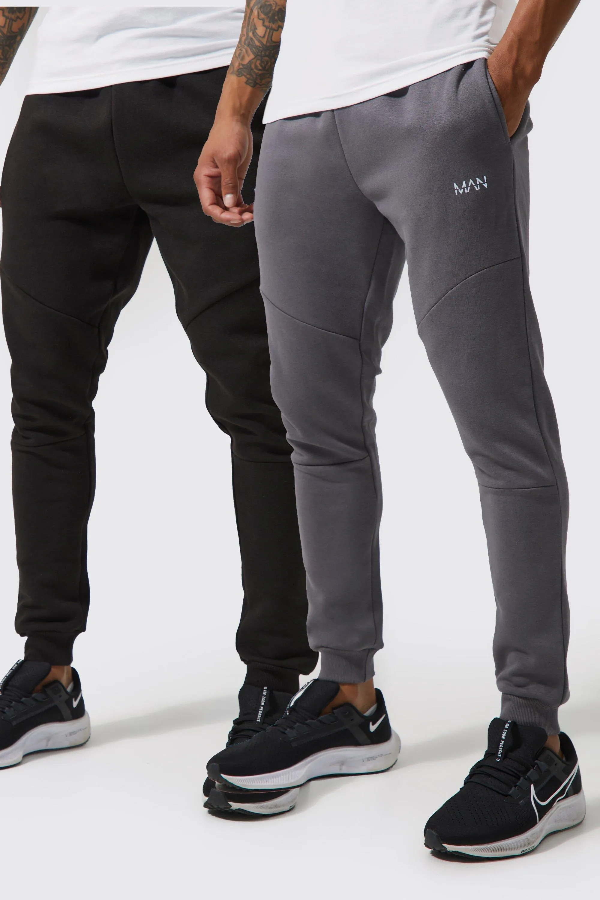 Man Active Gym Pocket Detail 2 Pack Joggers | boohooMAN UK