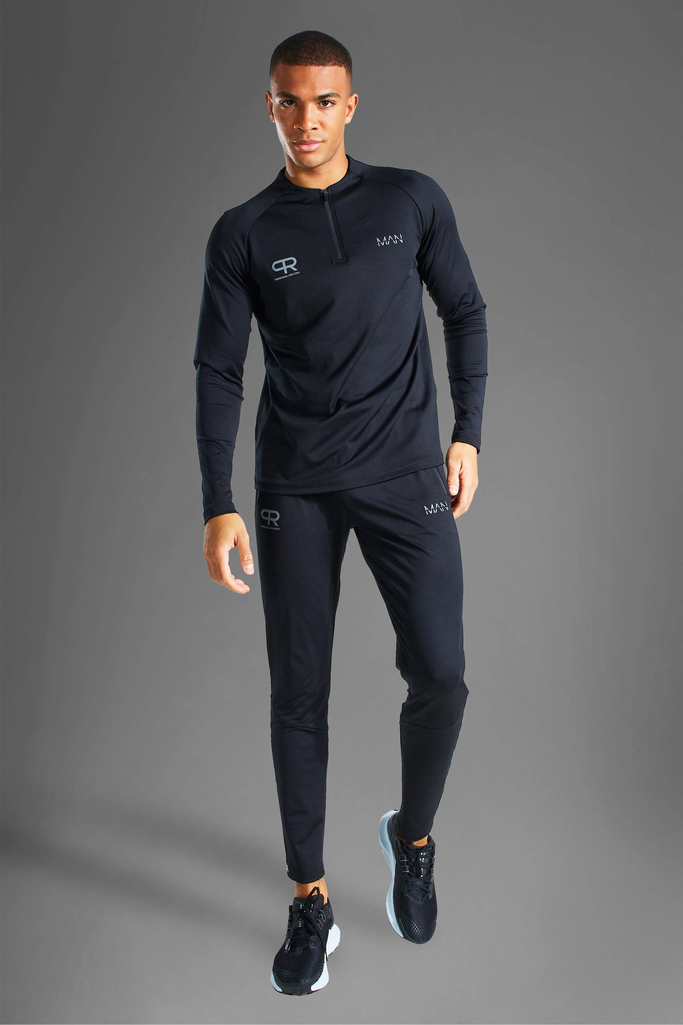 Man Active Logo 1/4 Zip Tracksuit | boohooMAN UK