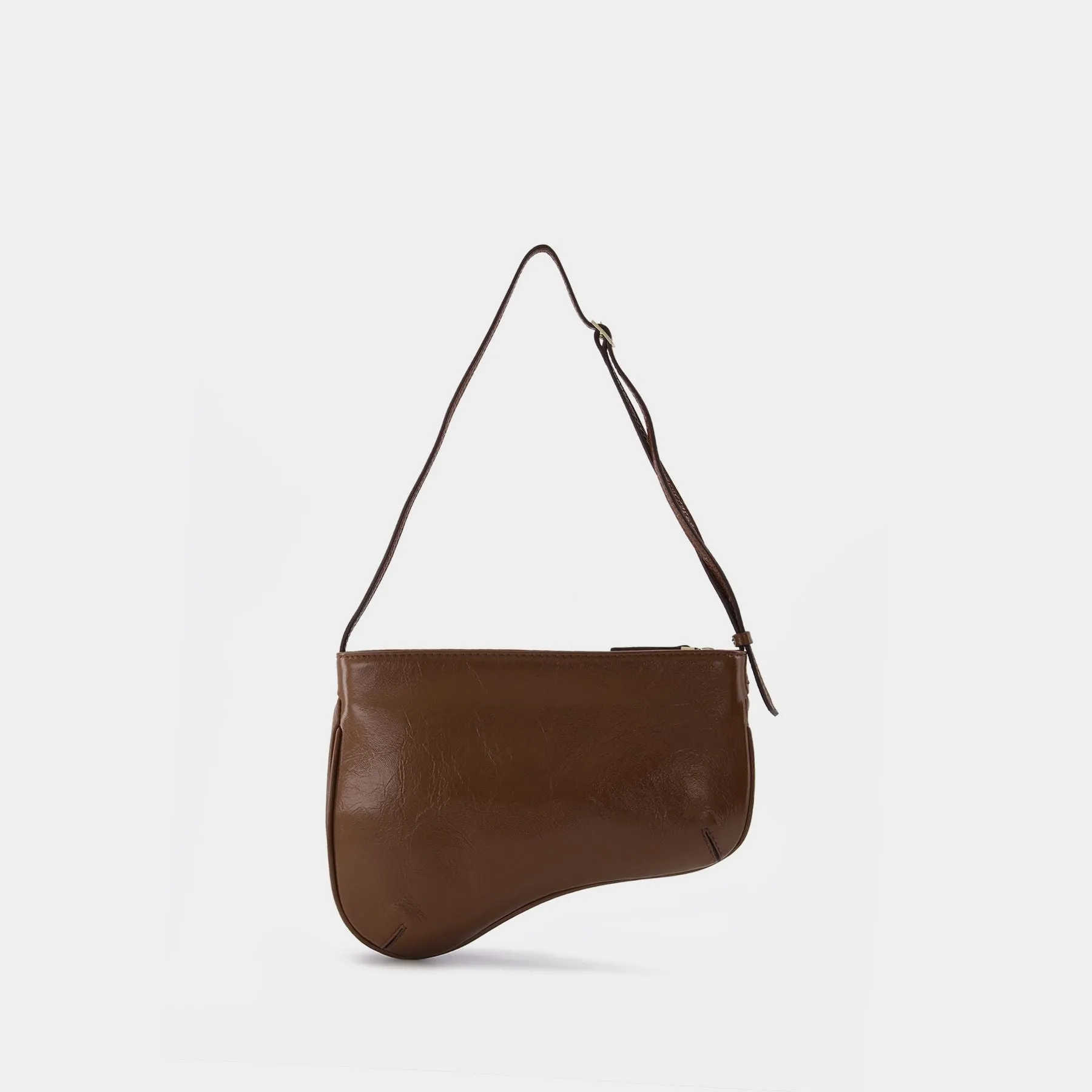 Manu Atelier  Curve Bag in Brown Leather