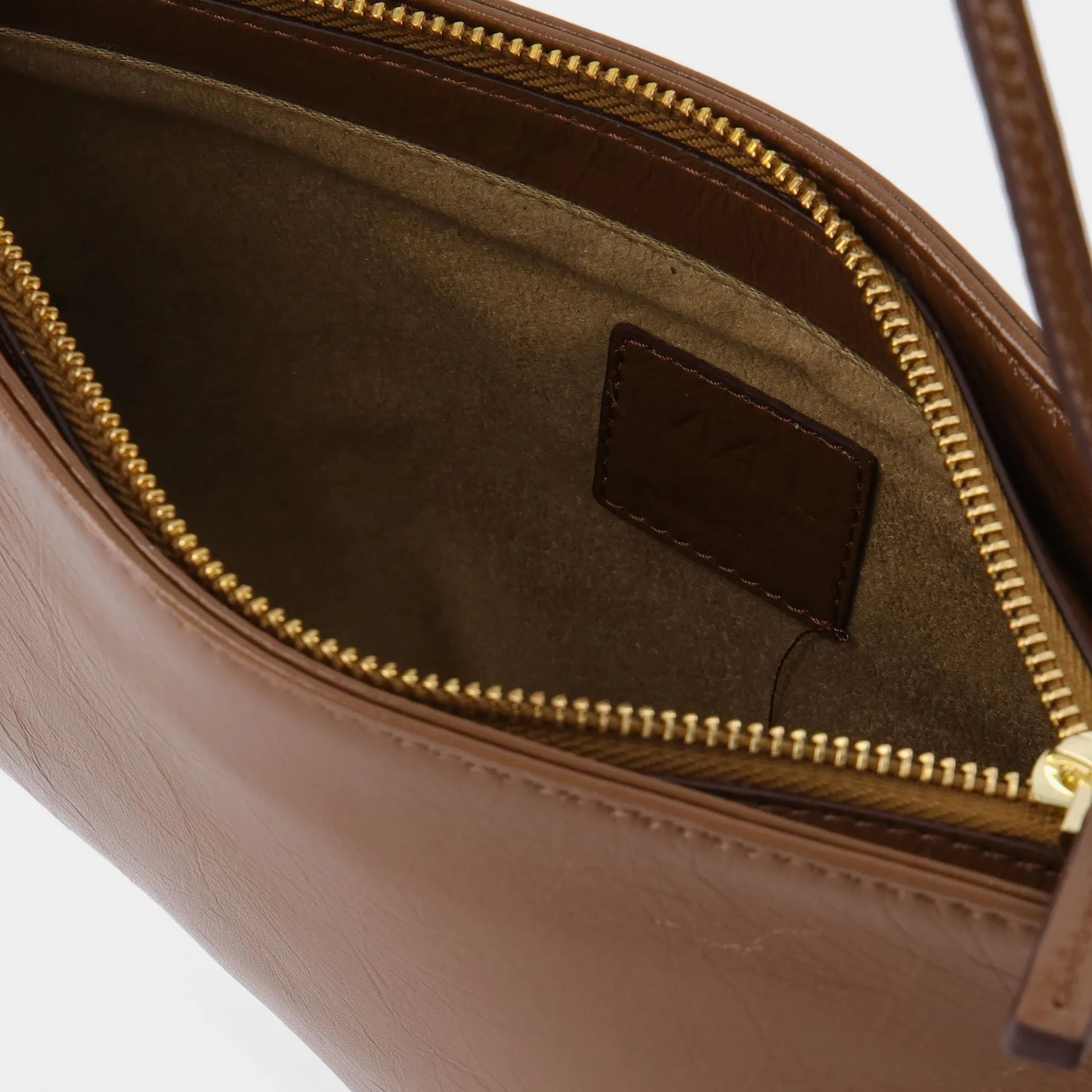 Manu Atelier  Curve Bag in Brown Leather