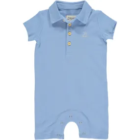 Me & Henry Drift Blue Pique Polo Romper