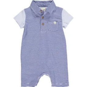 Me & Henry Saltash Polo Romper | Blue Stripe