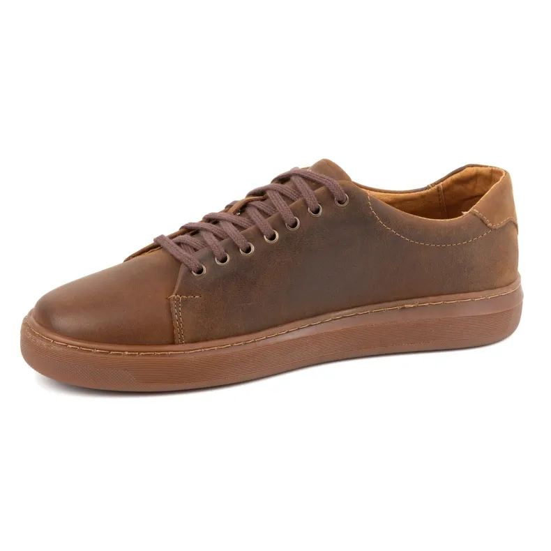 Men's leather sneakers POLBUT 2127 camel brown