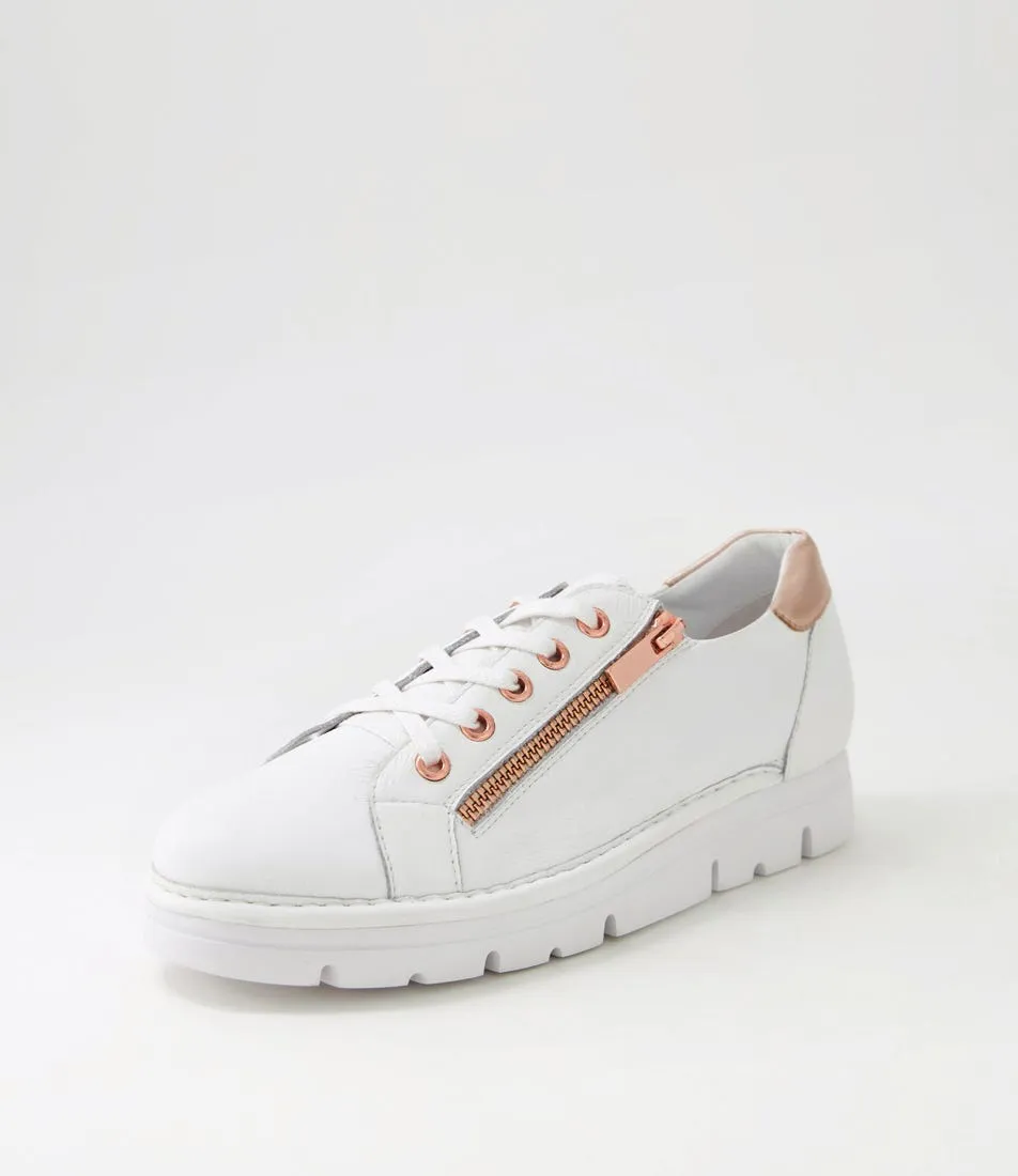 MIDAS Elias White Pale Rose Gold Leather Sneakers