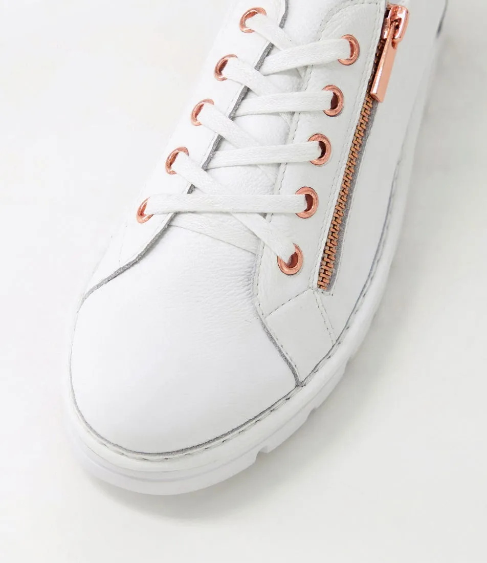 MIDAS Elias White Pale Rose Gold Leather Sneakers