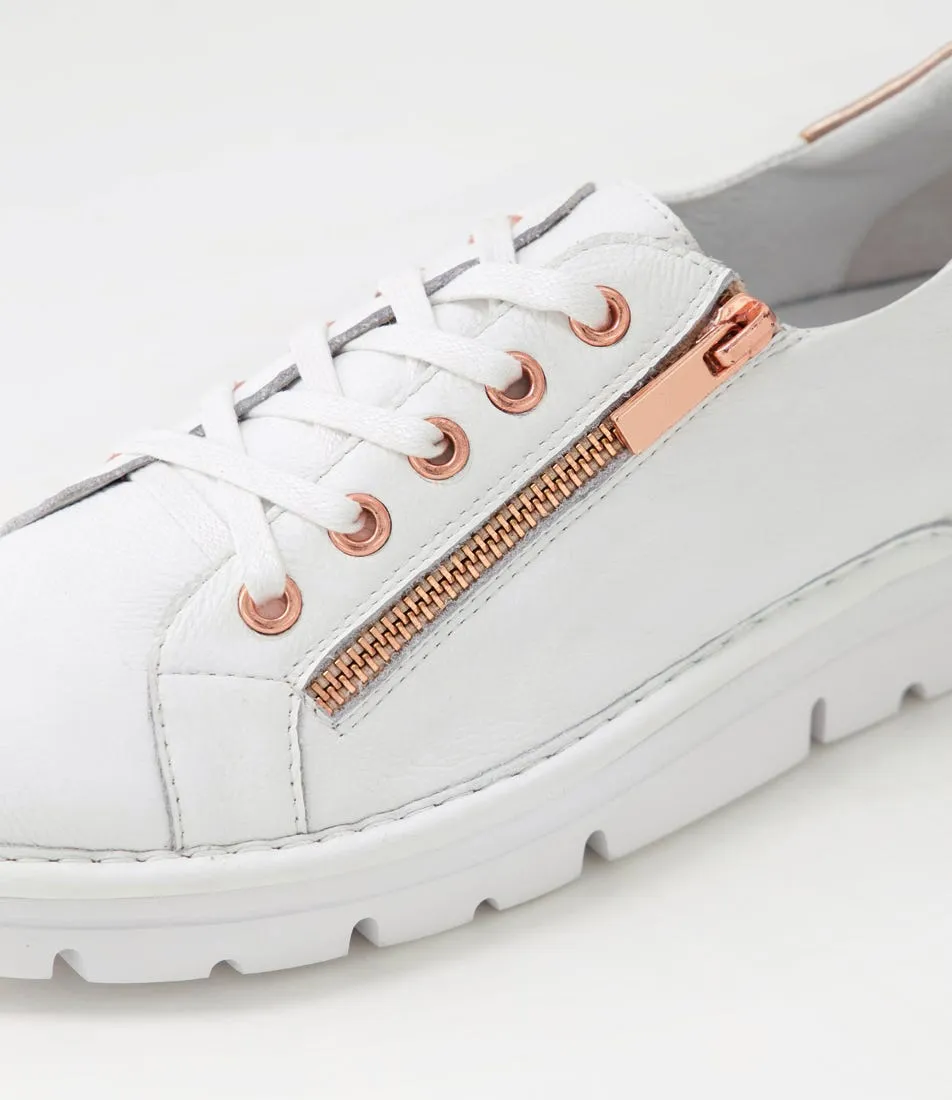 MIDAS Elias White Pale Rose Gold Leather Sneakers