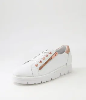 MIDAS Elias White Pale Rose Gold Leather Sneakers