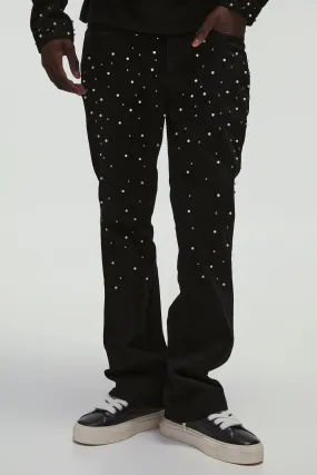 Multi Studded Slim Fit Flared Jeans