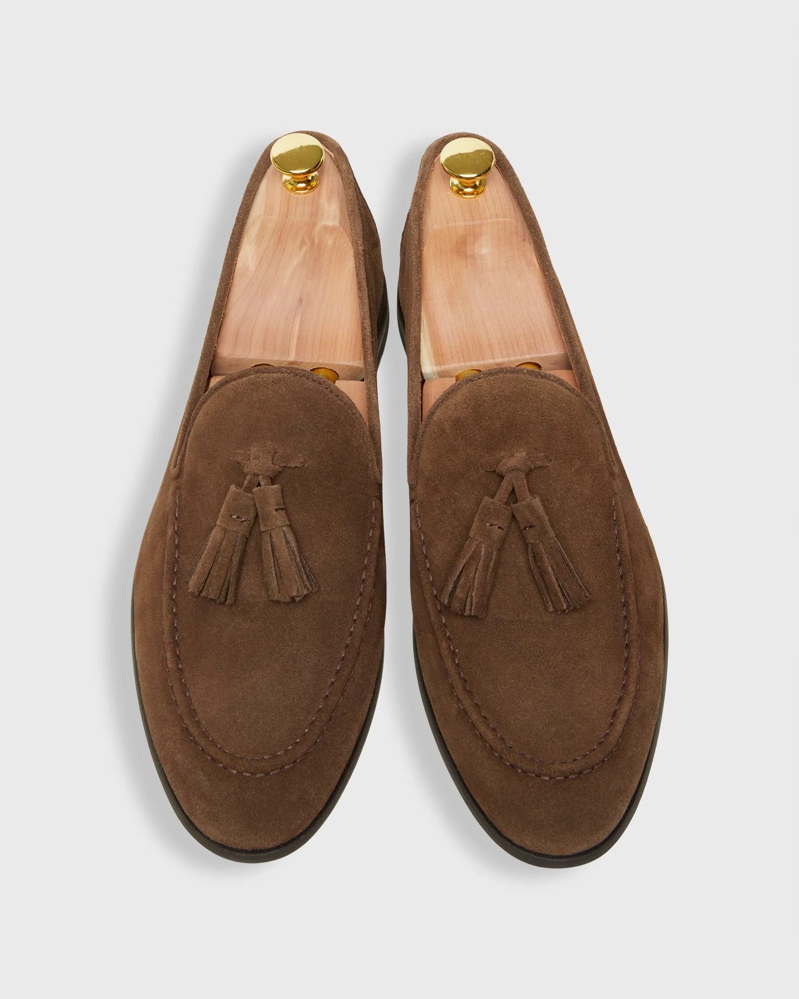 Nassau Tassel Loafer in Chestnut Suede