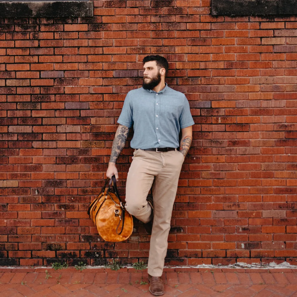 Natural Classic Horween Leather Duffle Bag by Hooks Crafted Leather Co