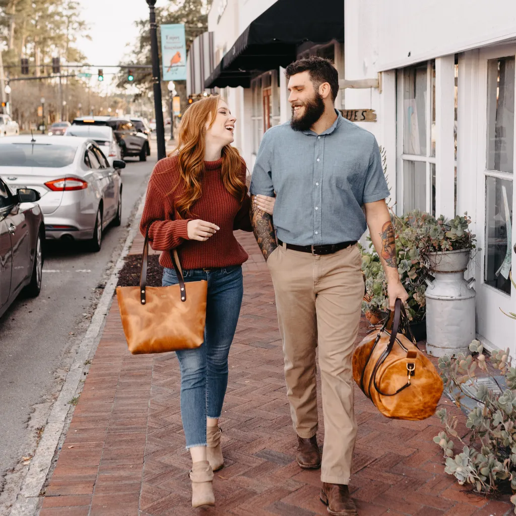 Natural Classic Horween Leather Duffle Bag by Hooks Crafted Leather Co