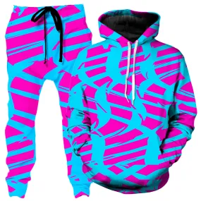 Pink and Blue Squiggly Rave Checkered Hoodie and Joggers Combo