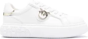 PINKO Love Birds leather sneakers White