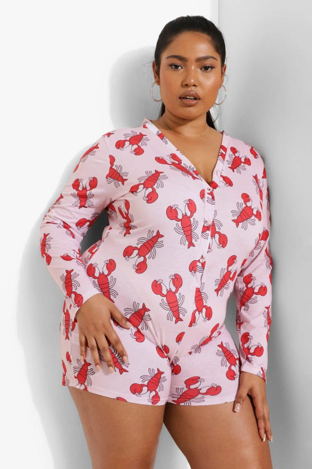 Plus Lobster Print Romper