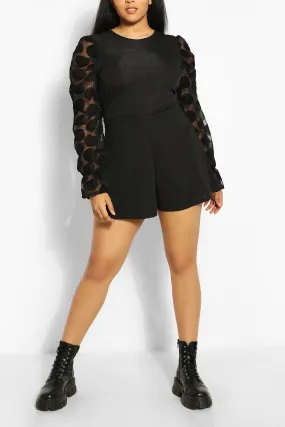 Plus Polka Dot Organza Mesh Romper