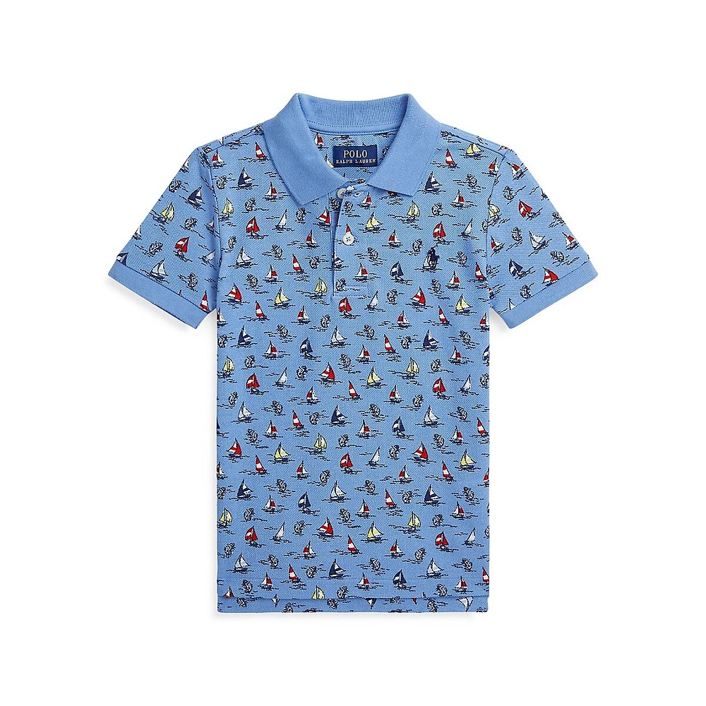 Polo Ralph Lauren Little Boy's Sailboat-Print Mesh Polo Shirt