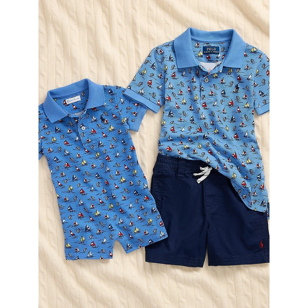 Polo Ralph Lauren Little Boy's Sailboat-Print Mesh Polo Shirt