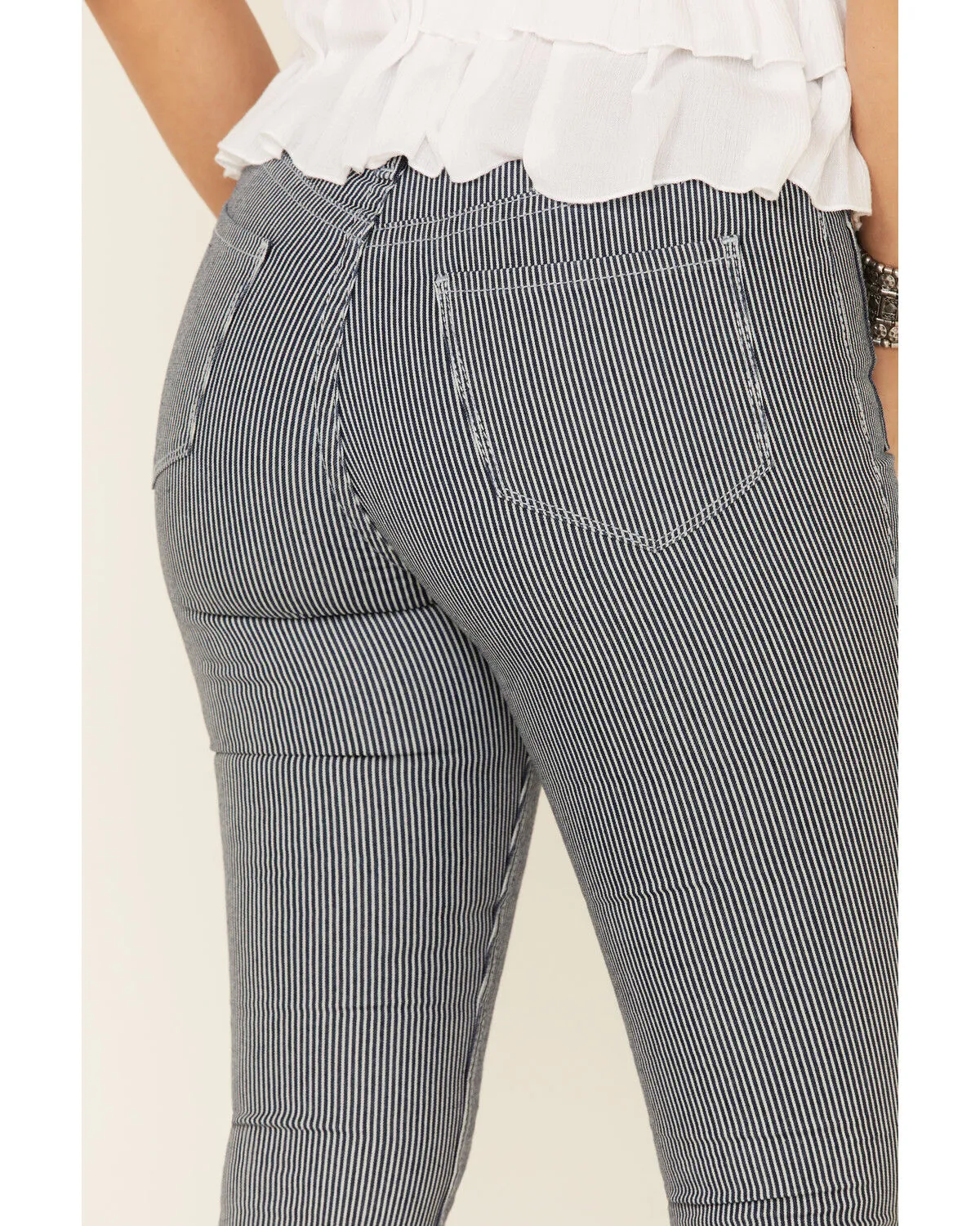 Product Name:  Rock & Roll Denim Women's Pinstripe High Rise Flare Jeans