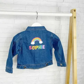 Rainbow Personalised Denim Jacket For Girls