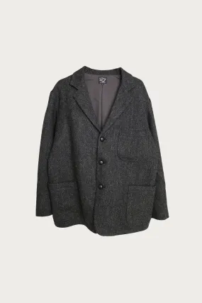 Relax Fit Harris Tweed Jacket - Black