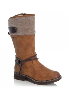 Rieker Dominika 74 Wool Panel Boot in Wood