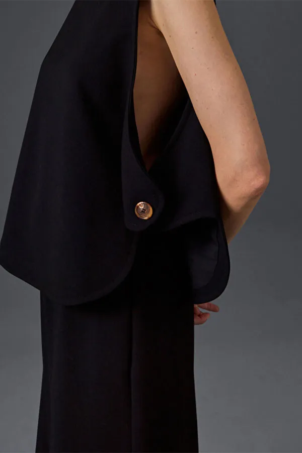 Rodier BLACK OVERSIZED BUTTONED SLEEVELESS TOP