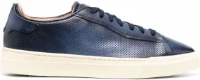 Santoni debossed-logo leather sneakers Blue