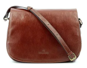 Satchel bag brown leather flap 111220