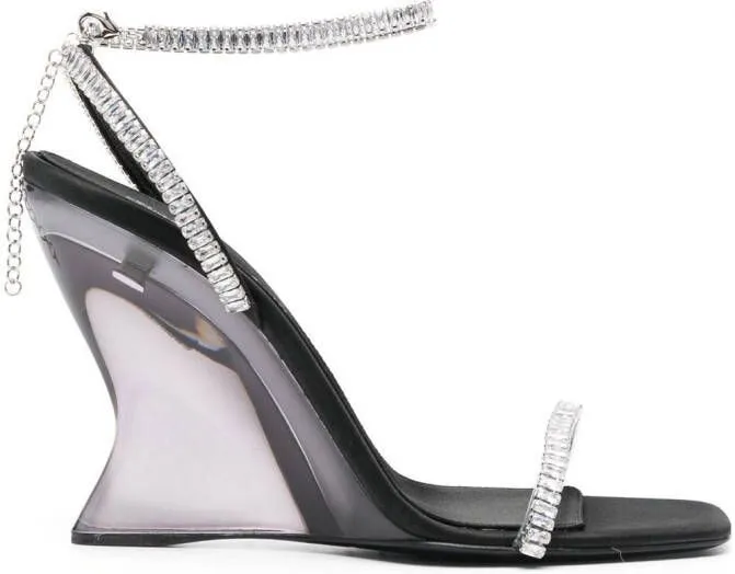 Sergio Rossi crystal-embellished wedge sandals Black