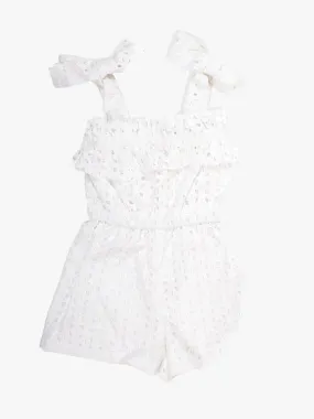     SHADE CRITTERS Ruffle Tank Romper White Eyelet    