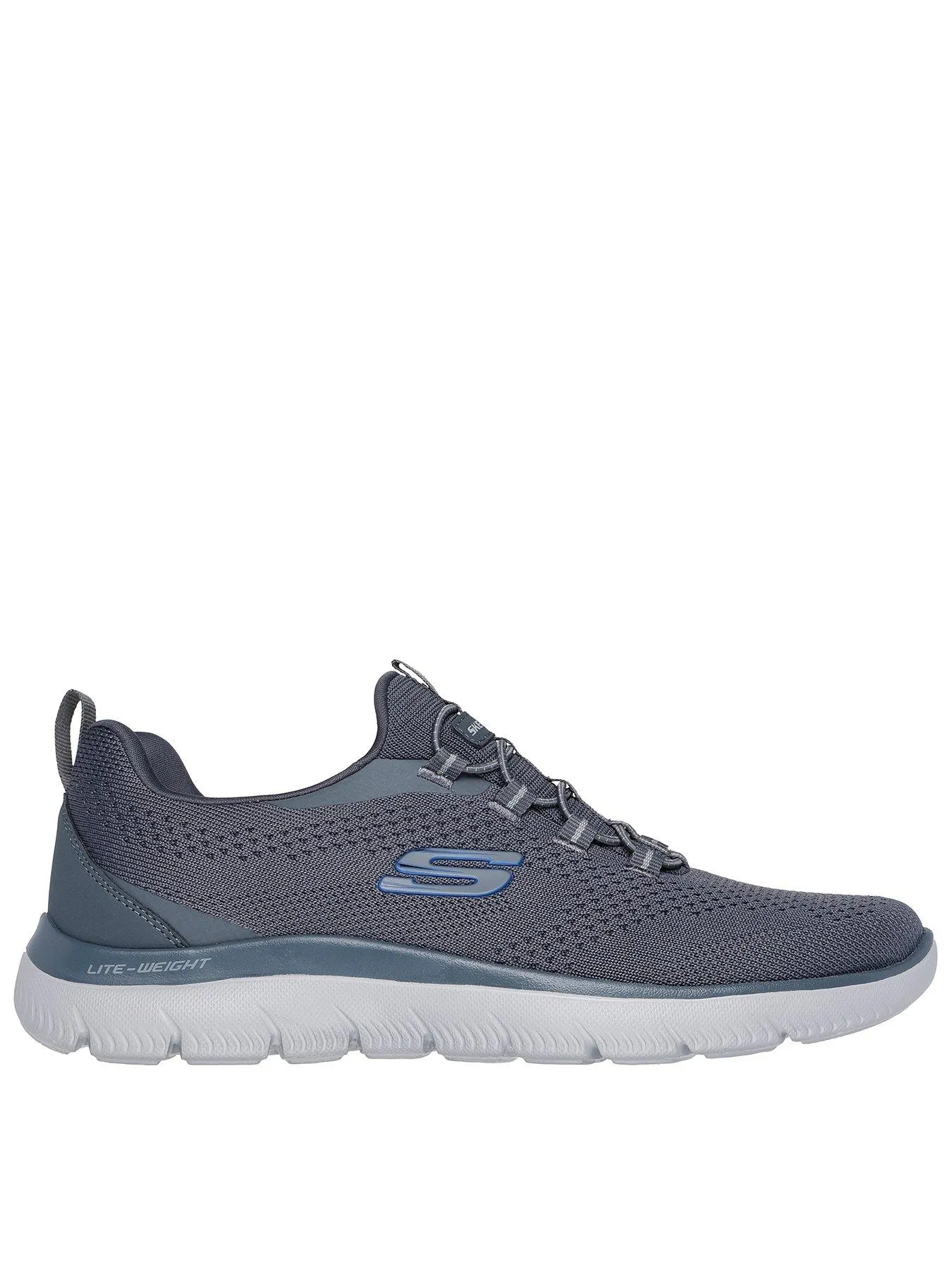 Skechers Summits Bungee Lace Slip-On Trainers - Charcoal Knit