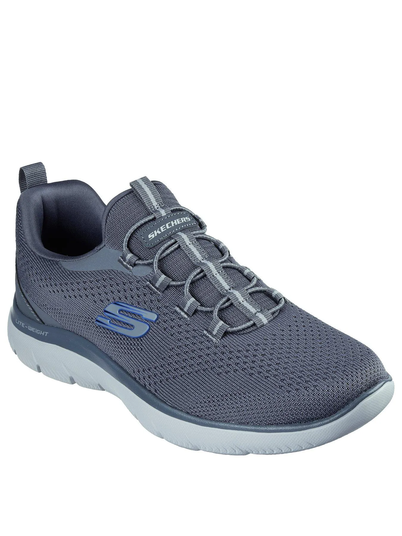 Skechers Summits Bungee Lace Slip-On Trainers - Charcoal Knit