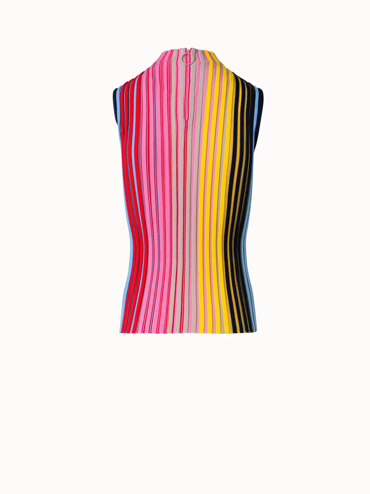 Sleeveless Merino Wool Top with Rainbow Rib